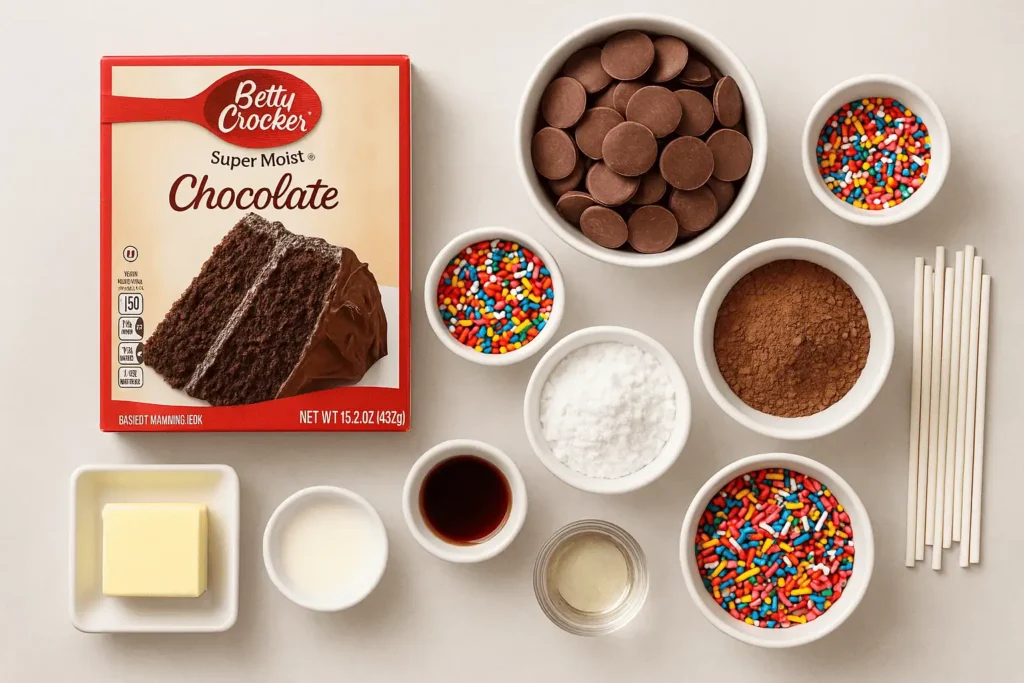 Ingredients chocolate cake pops