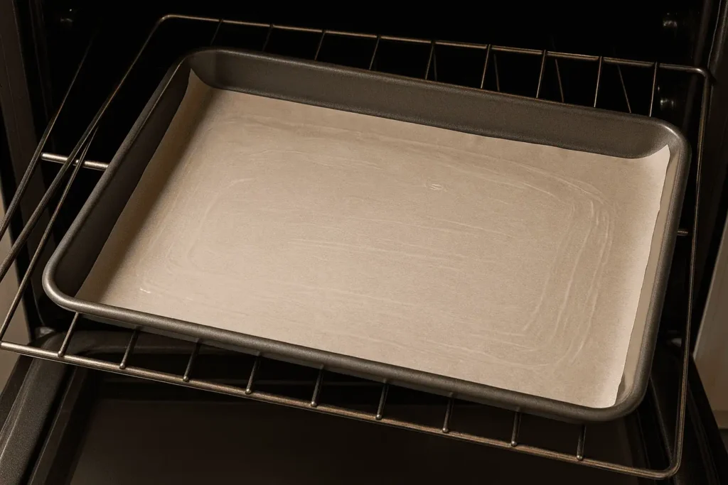 Prep oven to 350°F. Line a 10x15" jelly roll pan with parchment and lightly grease it.