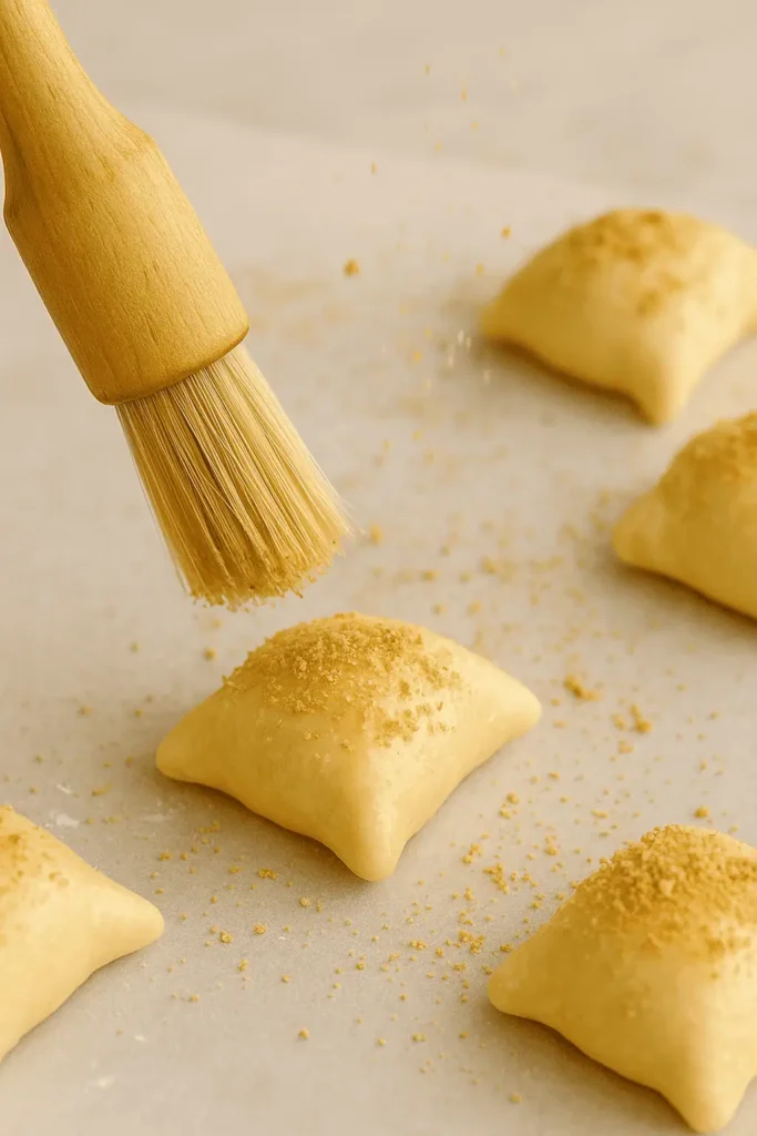 Brush each bite with melted butter and roll in graham crumbs if using.