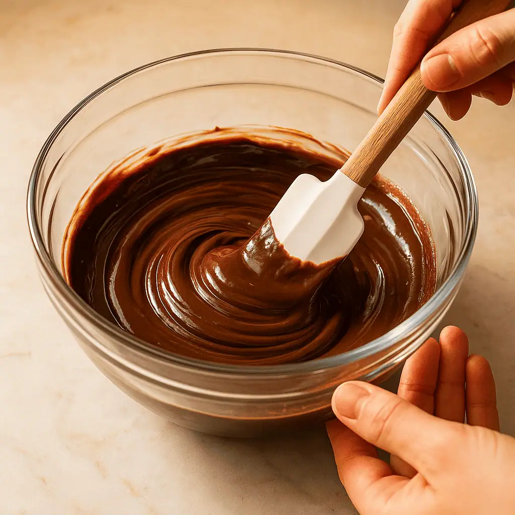 2๏ธโฃ Melt dark chocolate in a microwave-safe bowl (30-second intervals, stirring between) or over a double boiler. Stir in peppermint extract.
