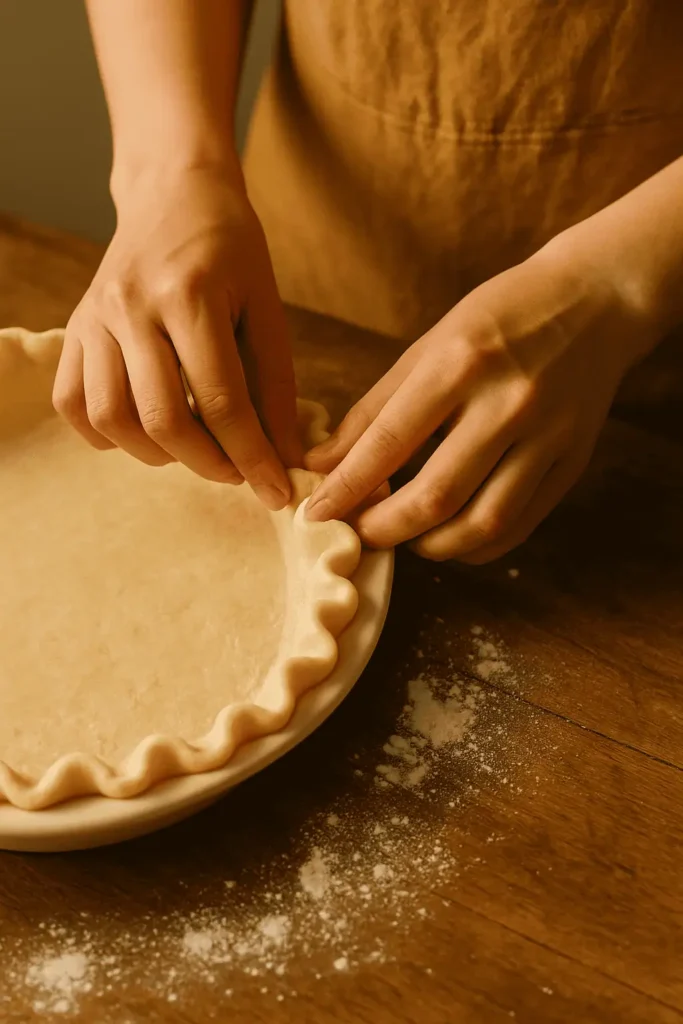 4๏ธโฃ Line with parchment, fill with pie weights or beans, and bake for 10 minutes. Remove weights and bake 5 more minutes.