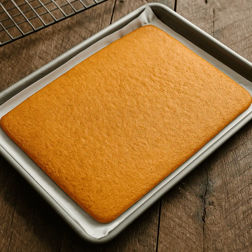 Bake:
Pour batter into prepared pan and smooth evenly. Bake 12β14 minutes, until the cake springs back when lightly touched.