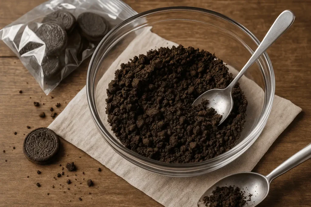 Crush Oreos into fine crumbs